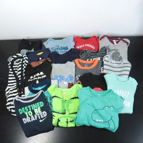 18pc Bundle Lot of Baby Boy's 6-12M One-Piece Creeper Bodysuits - Nike / Marvel - Picture 1 of 10